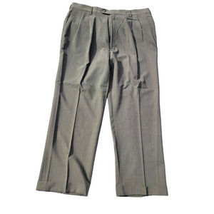 Barry Bricken 40 X 30 Gray Plaid Stretch Dress Pants W/Cuffs